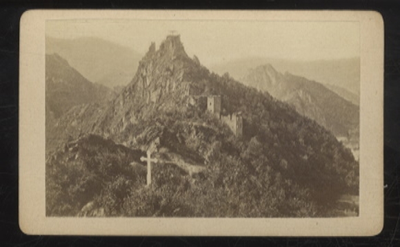 CdV Photo Altenahr in the Ahr Valley, White Cross, view to the ruins of Are