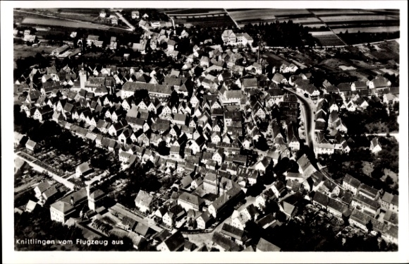 Postcard Knittlingen in Württemberg, aerial view of many houses, airplane view