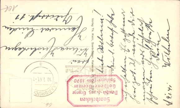 Postcard Saarbrücken in Saarland, German-French customs border, Goldeme Bremm