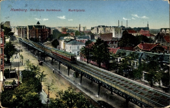 Ak Hamburg Nord Barmbek, Marktplatz
