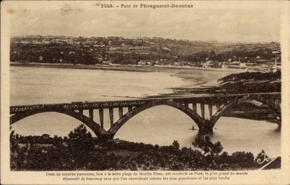 Postcard Plougastel Daoulas Finistère, panorama, bridge