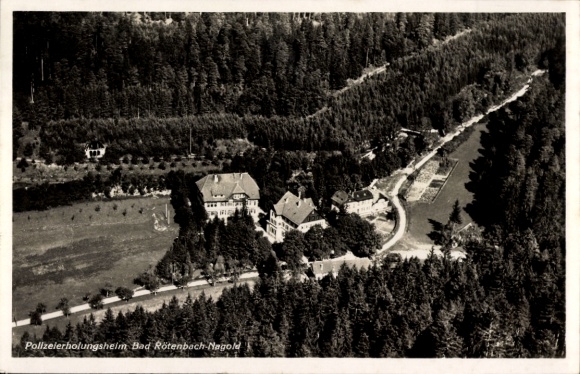 Postcard Rötenbach Nagold in the Black Forest, aerial photograph of the police recreation home