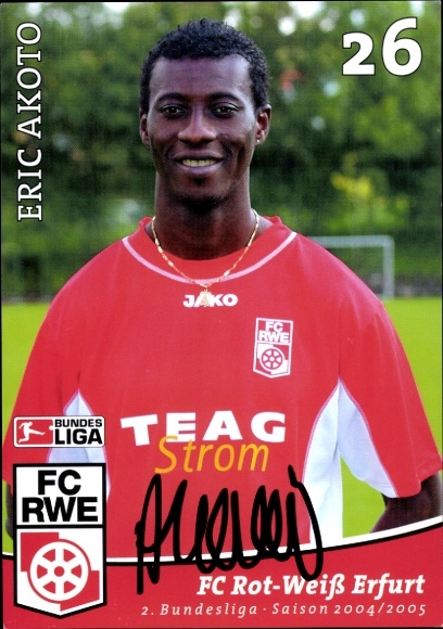 Autograph card footballer Eric Akoto, FC Rot-Weiß Erfurt, autograph