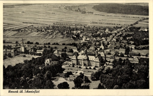 Postcard Werneck in Lower Franconia, aerial photograph
