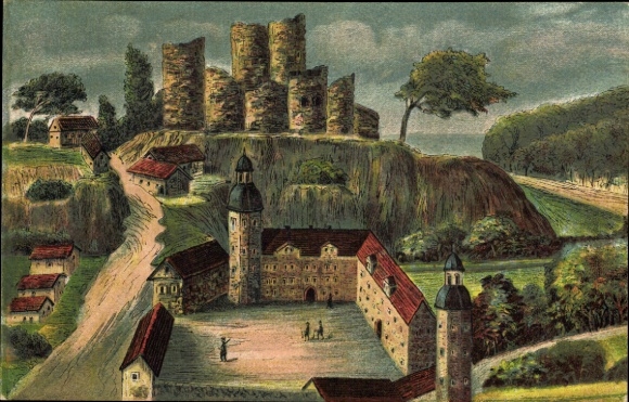 Künstler Ak Bad Lobenstein in Thüringen, Burgruine, Schloss