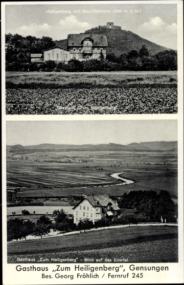 Postcard Gensungen Felsberg in northern Hesse, Inn Zum Heiligenberg, Edertal