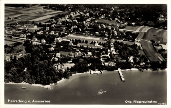 Postcard Herrsching am Ammersee, aerial photograph