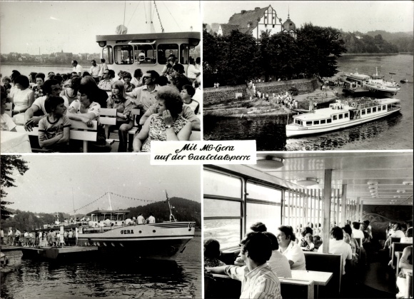 Postcard Saalburg in Thuringia, Saale, reservoir, Bleiloch-Saaletalsperre, MS Gera, ship, interior view