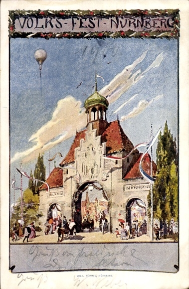 Kunstenaarsbriefkaart Neurenberg in Midden-Franken, volksfeest