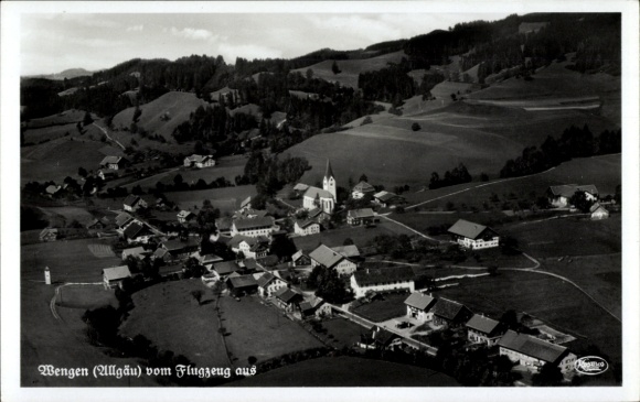 Postcard Wengen Weitnau in Allgäu, aerial photograph