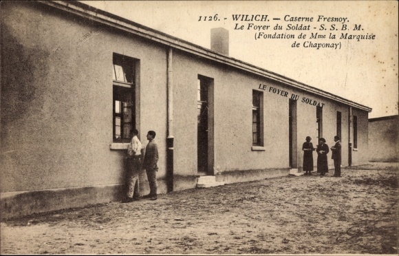 Postcard Willich am Niederrhein, Caserne Fresnoy, foyer du soldat, Fondation Marquise de Champonay