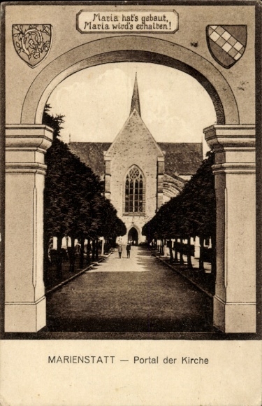 Postcard Streithausen in the Westerwald, Marienstatt Abbey, portal of the church
