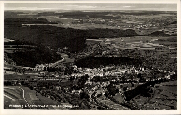 Postcard Wildberg in the Black Forest, total view, aerial photograph