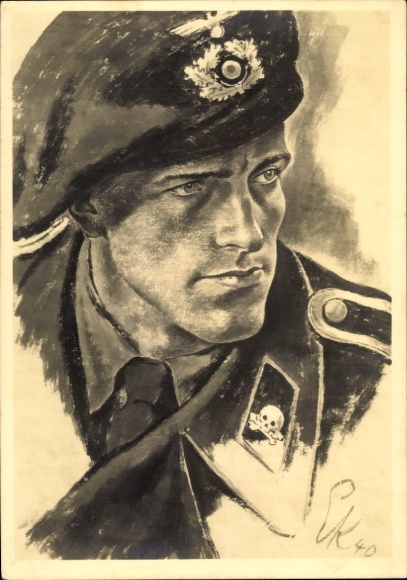 Artist PC Kretschmann, Ernst, Panzerspähmann, skull collar patch, HDK 182