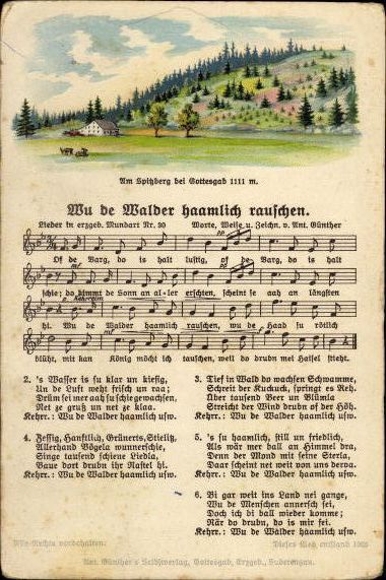 30 individual song cards, Anton Günther
