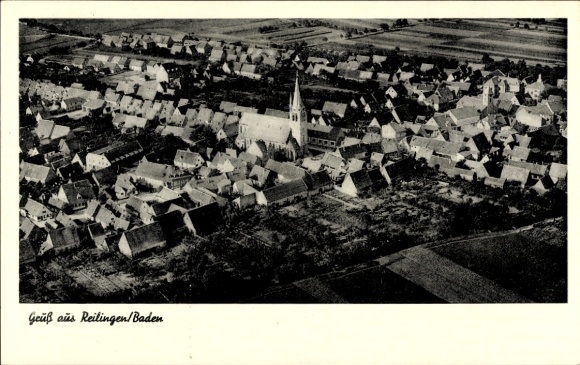 Postcard Reilingen in Baden, aerial photograph