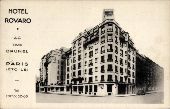 Ansichtkaart Parijs XVII., Rue Brunel, Hotel Rovaro