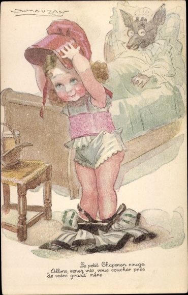 Artist PC Mauzan, Le Petit Chaperon Rouge, Little Red Riding Hood, Wolf as Grandma