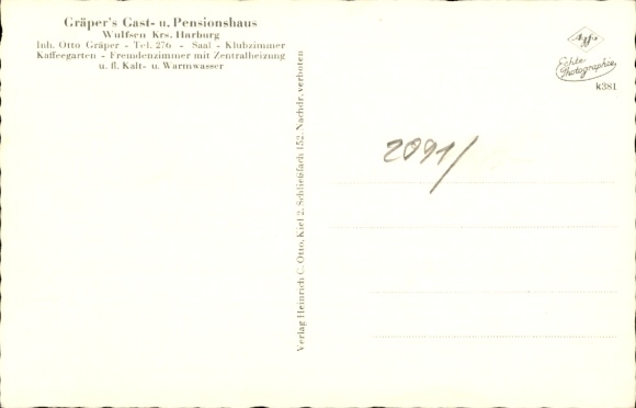 Postcard Wulfsen in Lower Saxony, Gräpers Gasthaus, Pensionhaus