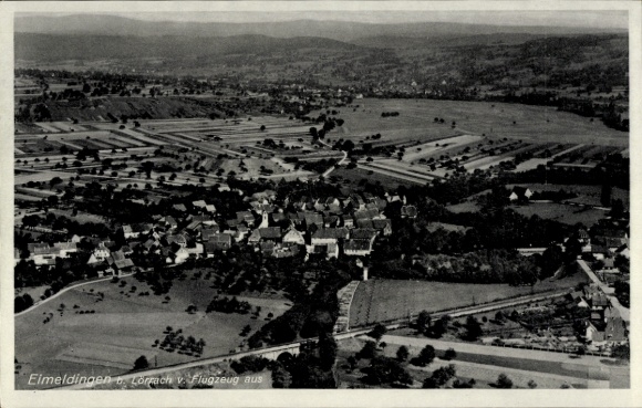 Ak Eimeldingen in Baden, Luftaufnahme von  Landschaft, Gebäude, Landwirtschaft