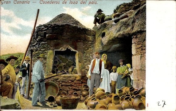 Postcard Gran Canaria Canary Islands, Cosederos de loza del pais