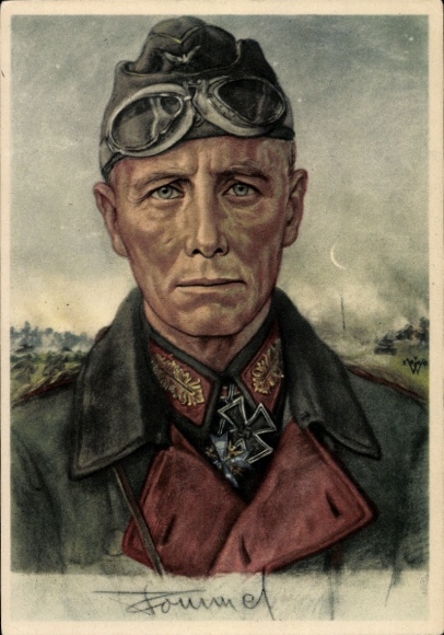 Artist Postcard Willrich, Wolfgang, Major General Rommel, Knight's Cross recipient, Panzer Division, VDA