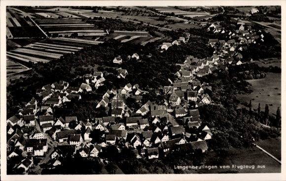 Postcard Langenbeutingen Langenbrettach in Württemberg, aerial photograph