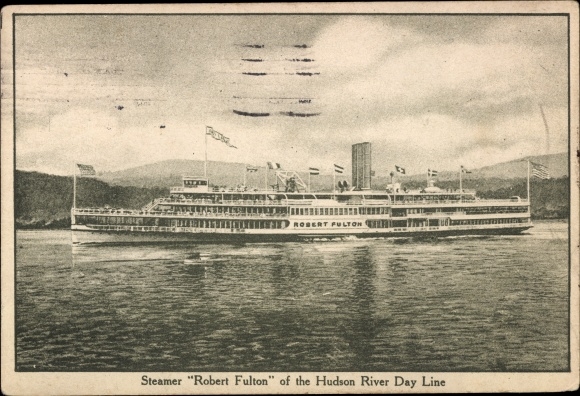 Postcard Steamer Robert Fulton, Hudson River Day Line