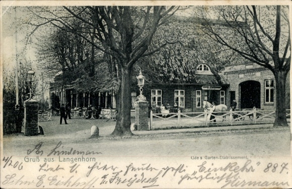 Postcard Hamburg Nord Langenhorn, Udes Garten Etablissement