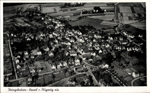 Ak Kassel in Hessen, Luftaufnahme von Ihringshausen, viele Häuser, ländliche Umgebung