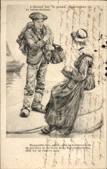 Postcard Societe de Preservation against Tuberculosis, L'Alcool
