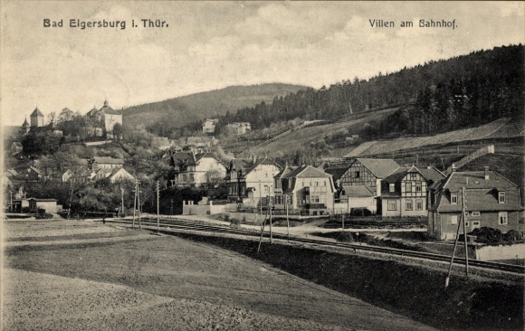 Postcard Elgersburg in Thuringia, villas, train station