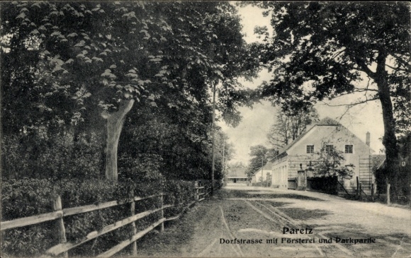 Postcard Paretz Ketzin an der Havel, village street, forester's office, park area