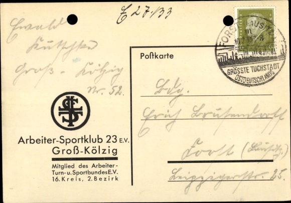 Ak Groß Kölzig in Neder-Lausitz, Arbeiderssportclub 23 EV