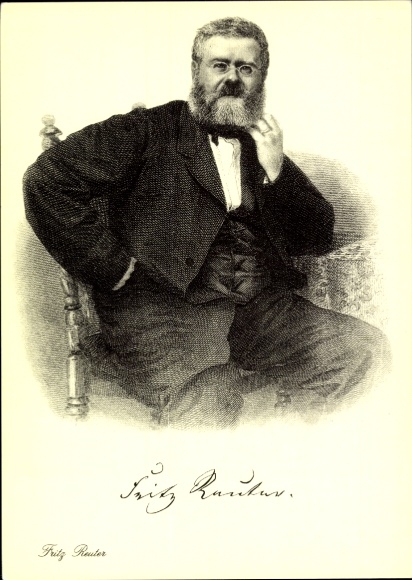 Kunstenaar Ak dichter en schrijver Fritz Reuter, portret
