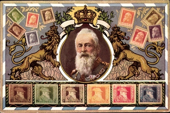 Briefmarken Ak Königreich Bayern, Prinzregent Luitpold von Bayern
