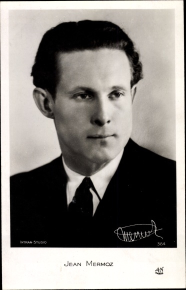 Postcard Pilot Jean Mermoz, Flugpioneer, portrait