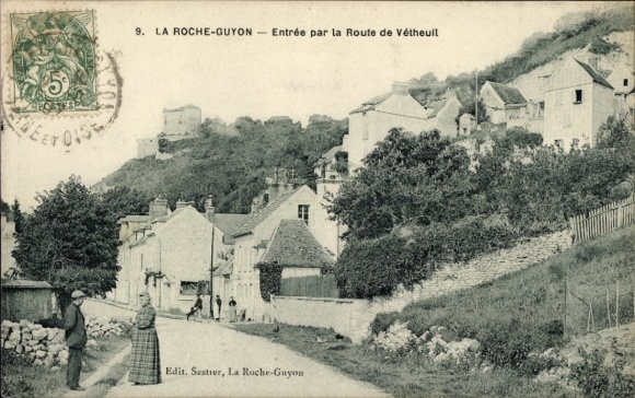Ak Moisson La Roche-Guyon Val de Marne, 9. LA ROCHE-GUYON, Impressionenter Blick, Häuser, Weg zur