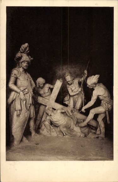 Postcard IX. Station, Jesus falls for the third time under the cross