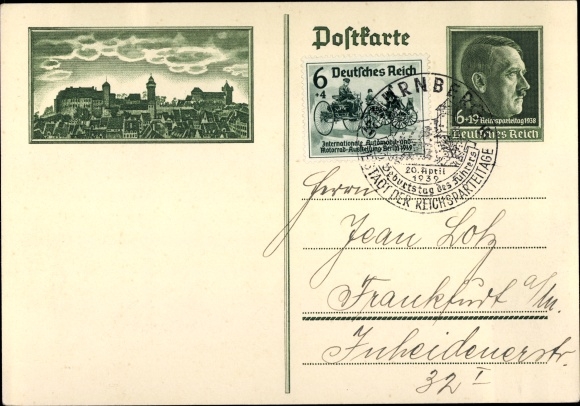 Ganzsachen Ak Nürnberg, Stadt der Reichsparteitage, Stadtansicht