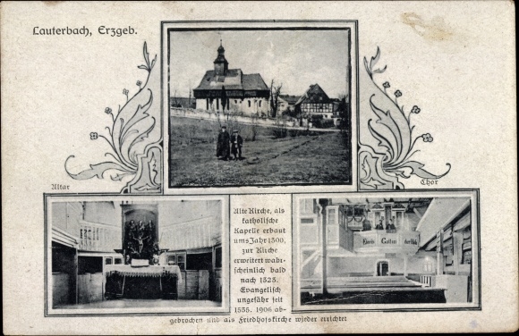 Passepartout PC Lauterbach Marienberg in the Ore Mountains, views of the Catholic Church