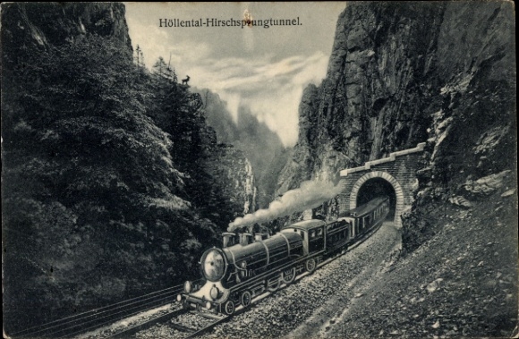 PC Buchenbach in the Black Forest, Hirschsprung in Höllental, tunnel, steam locomotive