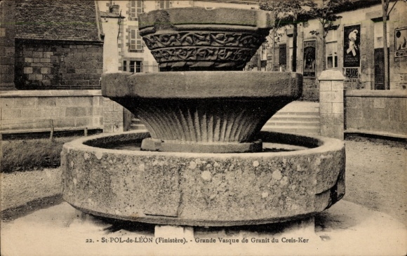 Postcard Saint Pol de Leon Finistère, Grande Vasque de Granit du Creis-Ker