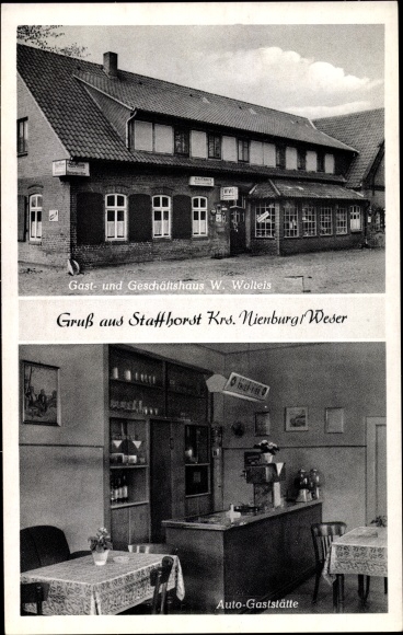 Postcard Staffhorst Lower Saxony, inn, car restaurant