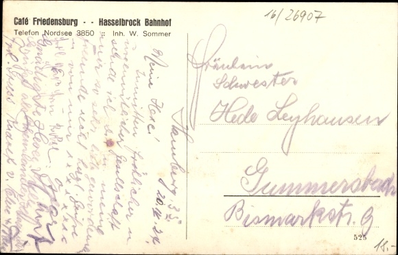 Postcard Walchum im Emsland, Cafe Friedensburg, Hasselbrock train station, interior view