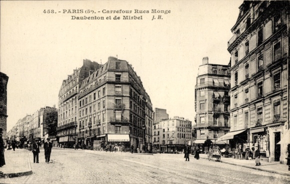 Ak Paris Panthéon, Carrefour Rues Monge, Daubenton et de Mirbel
