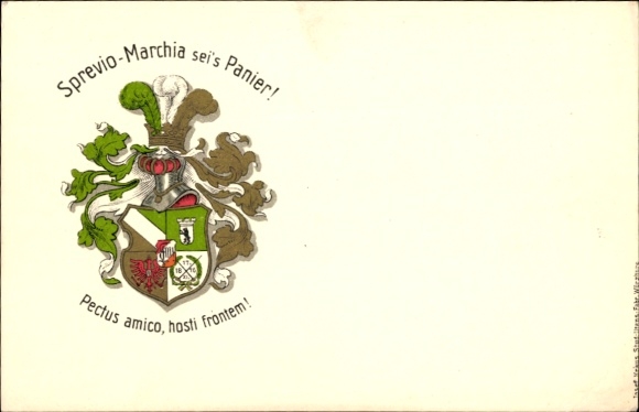 Studentika Postcard Berlin, Corps Sprevio Marchia, coat of arms, RSC