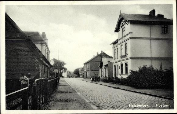 Ansichtkaart Halstenbek in Holstein, postkantoor