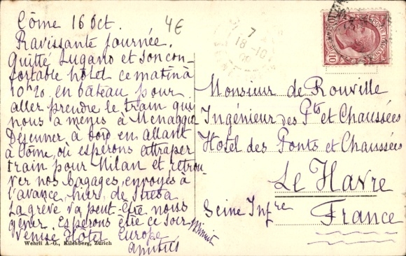 Postcard Lugano Canton Ticino Switzerland, Lago, Monte S. Salvatore, Steamer Milano