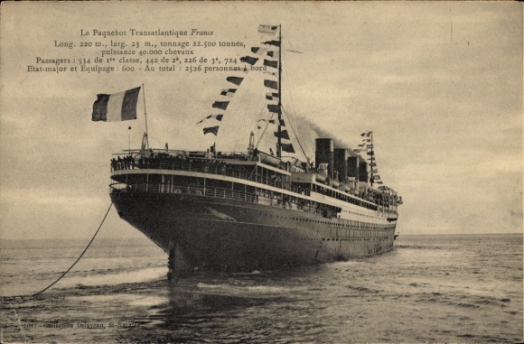 Ak Le Paquebot Transatlantique France
